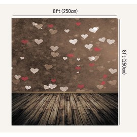 WOLADA 8x8ft Valentine's Day Backdrop Photography Vintage Wood Floor Backdrops for Photographer Lovers Date Photo Backdrops Sweetheart Wedding Anniversary Background Studio Props 10876