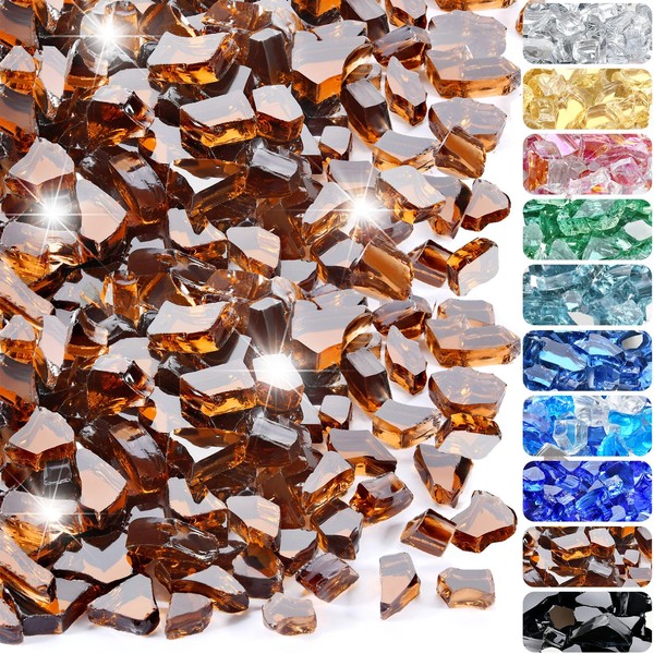 RUOJAS 10 Pounds Fire Glass 1/2 Inch High Reflective Tempered