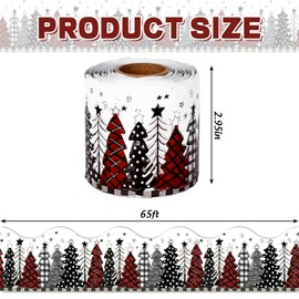 Generic AnyDesign 65Ft Christmas Bulletin Board Border Red Black Buffalo Plaids Xmas Tree Scalloped Trim Border Roll for Winter Holiday Classroom Blackboard DIY Crafts