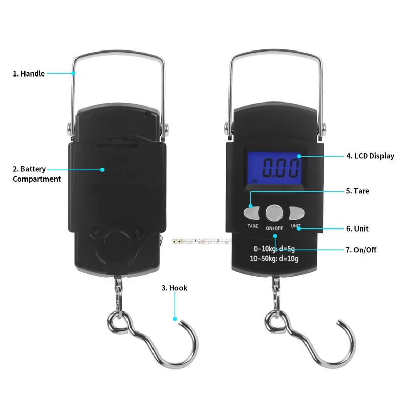 Digital Scale with Lip Gripper：110 Lbs/50 Kg Backlight LCD Display
