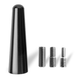 Car Aerial, 5 cm Length, for Interference-free AM, FM 87.5-108 MHz, DAB, DAB+ Reception, in Black, Screw-On with Universal Adapter M4 M5 M6, Short Rod Antenna, Car Roof Antenna with Antenna Base