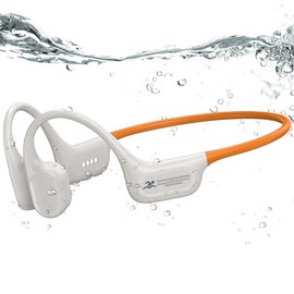 Swimming Headphones IP68 Waterproof, Open Ear Bone Conduction Headphones with 32GB Dual Mode MP3 &Bluetooth 5.4, Secure Comfort Underwater Wireless Earbuds for Jogging Cycling Fitness-SurfAudio(Orange