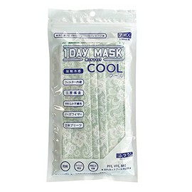 1DAY MASK COOL Regular Size LACE-MINT 1 Bag 7 Pieces Set of 2 Bags Cool Non-Woven Mask Pattern Mask
