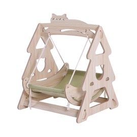 Miss Meow Large Breathable Cat Bed Elevated, Wooden Cat Hammock for Outdoor, Elevated Pet Furniture Suitable for Kitty, Puppy, Rabbit, Bunny and Small Animal (Tree Shape)