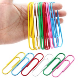 Benvo Color Zem Clips, Extra Large, 3.9 inches (10 cm), Colorful Paper Clips, 6 Colors, 30 Pieces, Paper Clips, Color Clips, Suitable for File Classification, No Deformation, Easy to Use