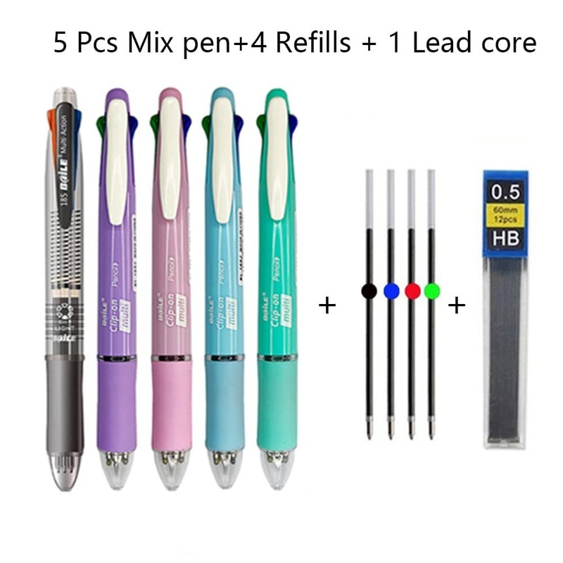JOMPENS Five-in-one multi-colour ballpoint pen, automatic pencil with eraser for