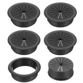 PATIKIL 50mm Cable Grommet Plastic Desk Cord Hole Cover Wire Protection Equipment Wiring Organizer 5-Pack Black