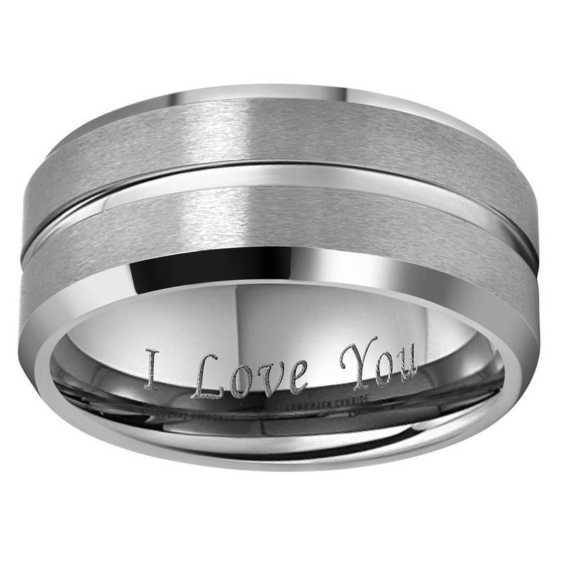 CROWNAL 10mm 8mm 6mm Tungsten Wedding Band Ring Engraved I