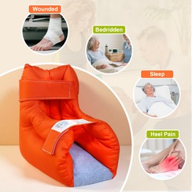 EZSLINGGLIDE Heel Protectors for Pressure Relief - Open Heel Design with Adjustable Straps, Soft Padding, Machine Washable - One Size Fits Most (Single Pack, Orange)