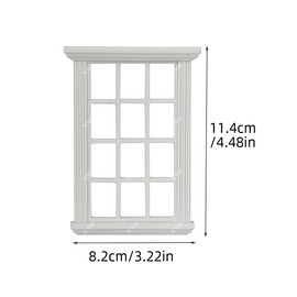 iLAND Dollhouse Windows Classic White Square Grid Frame w/Acrylic Panels, DIY 1/12 Scale Accessories Wooden Dollhouse Building Supplies, Complete Miniature Window Kit, Vintage Doll House Decor