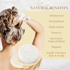 Leafinty Rice Water Shampoo Bar - 2 in 1 Fermented Rice Water Solid Shampoo and Conditioner for Hair Growth and Moisturizing - Vegan, pH Balance, Zero Waste, 3.5oz