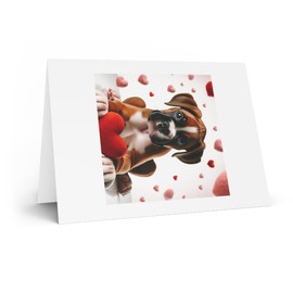 DistinctInk Greeting Card/Note Card - Valentine's Day Boxer Puppy - PACK of 5