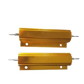 2PCS 100W 1 Ohm Resistor 5% Aluminum Housing Resistor Wirewound Chassis Mounted Aluminum Case Load Resistors Gold Tone