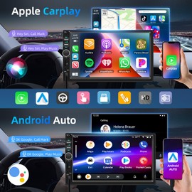 Motorsi Carplay 2 Din Autoradio, 7" HD Touchscreen Wired Android Auto Car Stereo, MP5 Player Unterstützung Bluetooth/MirrorLink/FM/USB/AUX/Laden/Fernbedienung+Rückfahrkamera