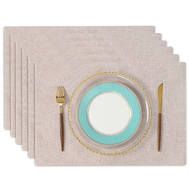 Junichiya Placemat Fabric, Cotton, Linen, Double Layer Fabric, Washable, Solid, Japanese Style, Flexible, Anti-Slip, Insulated, Stylish, Easy to Clean (Width 18.9 inches (48 cm) x Height 13.0 inches