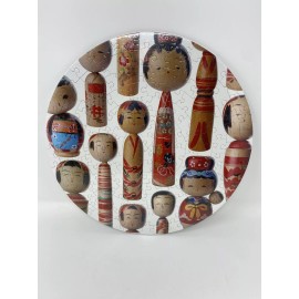 Puzzle A Round NEW Round 140 Piece Jigsaw Puzzle 13” Round KOKESHI JAPANESE DOLLS ~ Folds Box