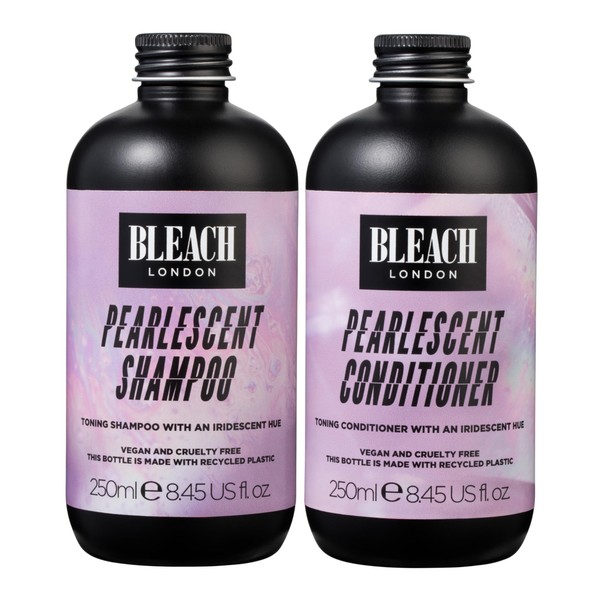 BLEACH LONDON - Pearlescent Shampoo 250 ml and Conditioner 250 ml - Purple shampoo and conditioner for a pearly blonde - 2 pack