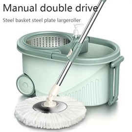 360° Cyclone Dehydrated Mop Bucket Set|Dual-drive Hand Free Wash 3 Microfiber Mop Heads|Dry as soon as you step on|Household floor cleaning labor-saving artifact scrub mop  and  bucket - Color: 3pcs