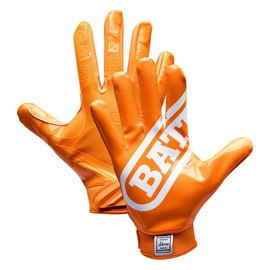 BATT Double Threat Receiver Football Gloves UltraTack Palm PerfectFit Material Reinforced Stitching 90-Day Durability Guarantee:_Orange_Adult_2XL
