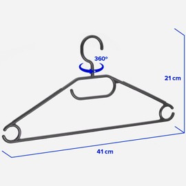 Berlona Clothes Hangers | Pack of 10 | Non-Slip Plastic Hanger | 360° Rotating Hook | Space Saving Hanger, Lightweight and Functional | 41 cm x 21 cm | for Coats, Dresses, Shirts, Sweaters | Black
