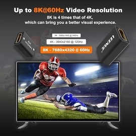 LEENUE HDMI Coupler 8K 2.1, HDMI Female to Female Adapter, HDMI to HDMI Connector, Support 3D 8K@60Hz/4K@120Hz UHD HDR eARC for Laptop, HDTV, PC, Monitor, Cinema, 1 Pack