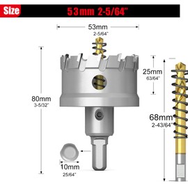 GSTK Upgrade Heavy Duty Carbide Hole Saw,Metal Steel Hole Saw Drill Bit,TCT Hole Cutter-Alloy Hardness Upgrade, Life Upgrade,Use for Stainless Steel, mild Steel, Iron, Copper,etc (53mm|2-5/64")