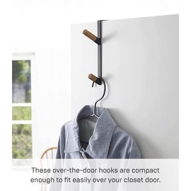 Yamazaki 5172 Door Hanger, Black, Approx. W 0.6 x D 3.8 x H 7.1 inches (1.5 x 9.8 x 18 cm), Tower, Easy to Hang Hat or Bag