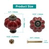 Seimneire 4pcs Rust Red Pumpkin Knobs, Vintage Ceramic Cabinet Knobs,