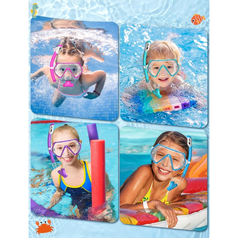 Snorkel Set Children's Diving Goggles Dry Snorkel Set (Pink)