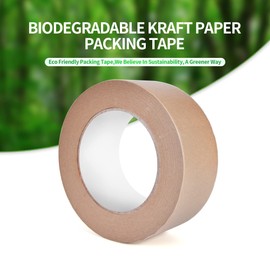 TAPEBEAR Eco-Friendly Kraft Paper Tape, Biodegradable Kraft Paper Tape, Recyclable Writable Packing Tape, Non-Coated Surface for Masking, Sealing, 2inch x 60yards, 24Rolls