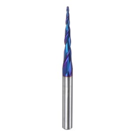 sourcing map Tapered Ball Nose End Mill CNC Router Bit, 1/32" Radius 1/4" Shank Solid Carbide Nano Coated Upcut Spiral 3 Flutes Cutter Milling Tool, 1/16" Dia 3" Total Length