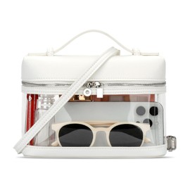 KKXIU Clear Crossbody Bags for Women Stadium Approved Vegan Leather Transparent Purses for Concerts Sports (white)