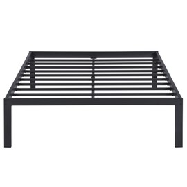 PrimaSleep 18 Inch Tall Metal Bed Frame/Dura Steel Slat/Anti-Slip Support/No Box Spring Needed, Queen, Black