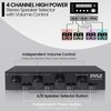 Pyle 4 Channel High Power Stereo Speaker Selector with Volume