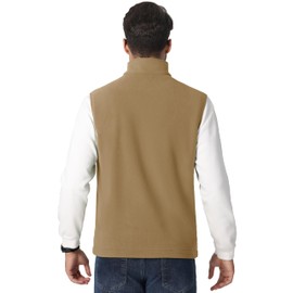 MAGCOMSEN Mens Outerwear Vests Sleeveless Zip Up Vest with Pockets Winter Warm Fleece Lined Jacket for Golf Khaki, M