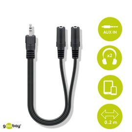 Wentronic AVK 317-020 0.2m Audio Video Cable 3.5 to 2x3.5mm Stereo Jack