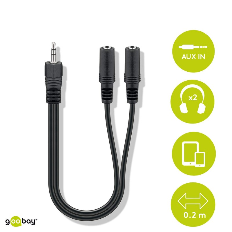 Wentronic AVK 317-020 0.2m Audio Video Cable 3.5 to 2x3.5mm