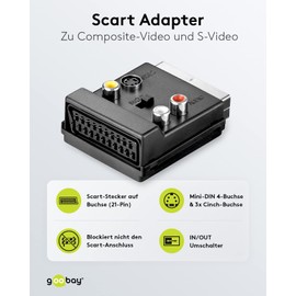 Wentronic 50312-GB SCART Adapter Plug/Jack 3 x RCA Jack and 4pol Mini DIN Jack