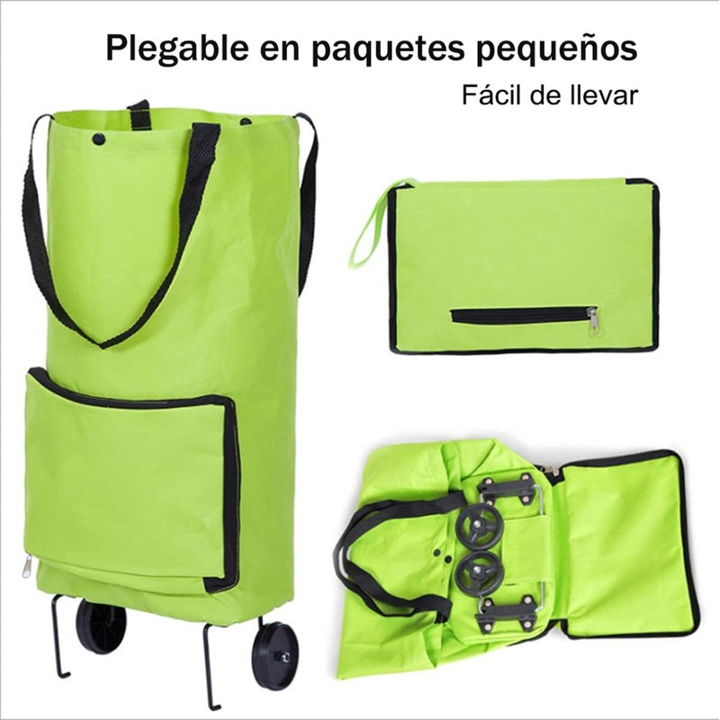 Carrito de Compras Plegable, Carrito de Mandado con Ruedas Bolsa