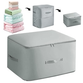 PIWOSGOL Ultra Space Saving Self-Compressing Organiser, Space Saving Bags, Extra Large Storage Bag for Duvets, Blankets, Clothes, Storage for Duvets (Grey, XL, 54 x 42 x 60 cm)