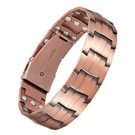 Jecanori Jecanori Pure Copper Bracelet for Men, Upgrade 3X Ultra Strength Magnetic Bracelets for Men with 3800 Gauss Neodymium Magnets, Premium Fold-Over Clasp Jewerly Gift with Sizing Tool