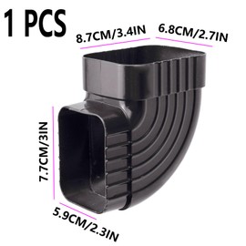 Semetall 1PCS Downspout Gutter Elbows 2x3-90 Degree,Side Elbows-Roofing Gutter Downspout Elbows,Aluminum Alloy,Dark Brown