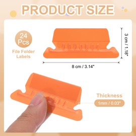 PATIKIL 3インチ ファイル フォルダー タブ 24枚 透明 プラスチック ラベル オレンジ スロット 付き クイック識別 オーガナイザー