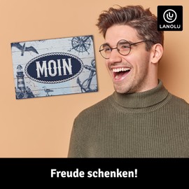 LANOLU Fridge Magnets Funny Moin Funny Magnets with Sayings and Funny Motifs 8 x 5.5 cm