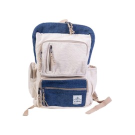 TruHemp Handmade Multi-Pocket Hemp Backpack, Blue – Durable & Spacious Backpack with Zippered Compartments, Adjustable Straps for Travel, and Outdoor Activities