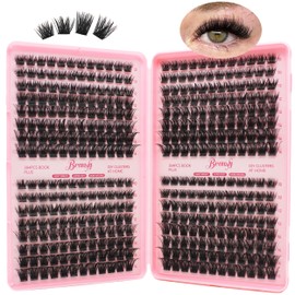 Bransfy 384PCS Cluster Lashes Individual Eyelashes Russian Eyelashes Extensions Clusters 10-16mm Volume Eyelashes Extensions False Eyelash Wispy Fluffy Lash Extension Kit DIY at Home for Beginner(W05)