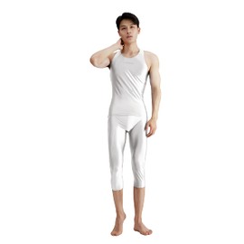 AMORESY Uranus series sports sleeveless vest for men with high elasticity, sweat absorption and breathable running (White, XL)