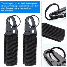 Snillok 5 Pack Tactical Molle Key Ring Chain Gear Clip Key Keeper Keychain Hanging Belt Carabiner Hook Nylon Webbing Buckle Strap Clip Heavy Duty Belt Key Ring Holder for Outdoor Camping Hiking, Black
