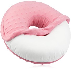 BNRendles Ear Piercing Pillow Removable Cover for Side Sleepers Ear Pain Luxury Cnh Ear Pillow with Holes Washable Side Sleeping Pillows Support Head, Minky Dot Coral