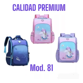 Mochila Escolar Premium Niños Niñas Primaria Unicornio T Rex Secundaria Jovenes Adolescentes Mod. 81